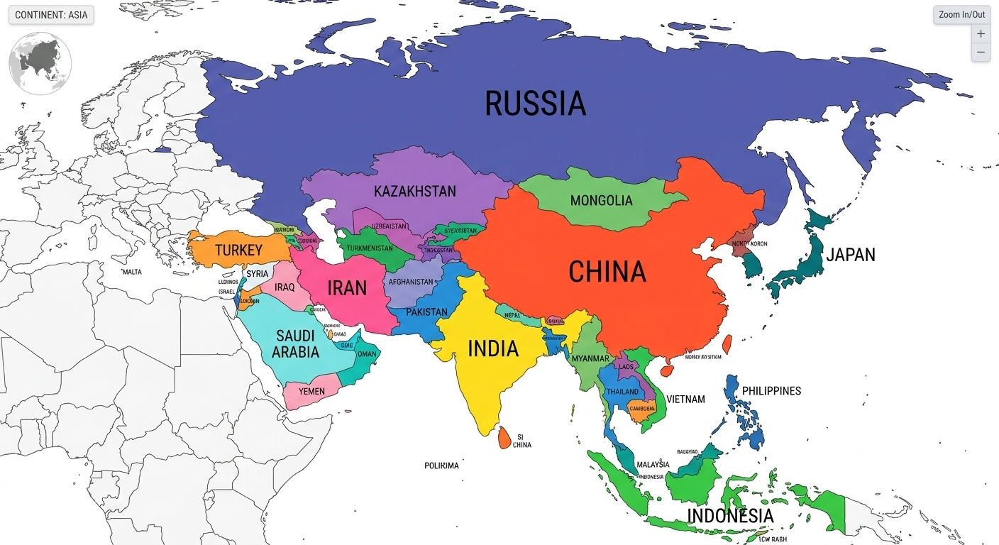 Asia Map with Countries: Navigating the Giant of Geography